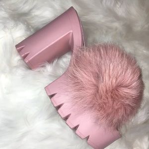 Chunky Peep Toe Heels Mauve